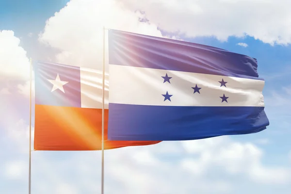 Sunny Blue Sky Flags Honduras Chile — 图库照片