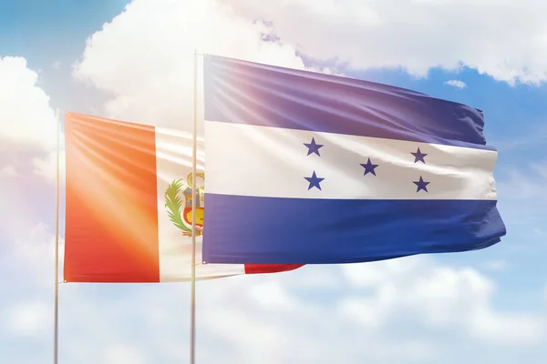 Sunny Blue Sky Flags Honduras Peru — Stockfoto