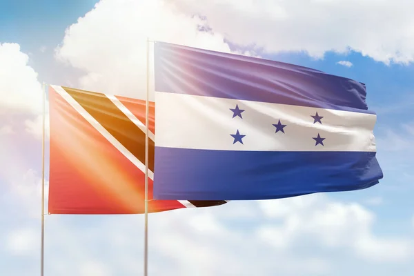 Sunny Blue Sky Flags Honduras Trinidad Tobago — Foto de Stock
