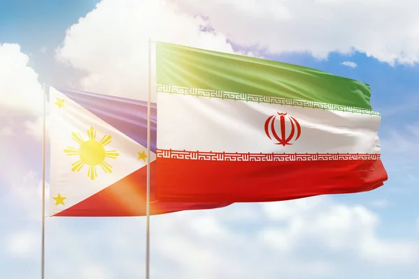 Sunny Blue Sky Flags Iran Philippines — Stockfoto
