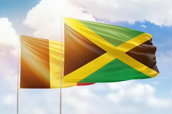 Sunny Blue Sky Flags Jamaica Belgium — Foto Stock