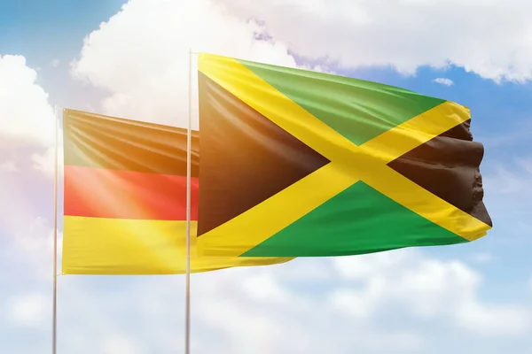 Sunny Blue Sky Flags Jamaica Germany — Foto Stock