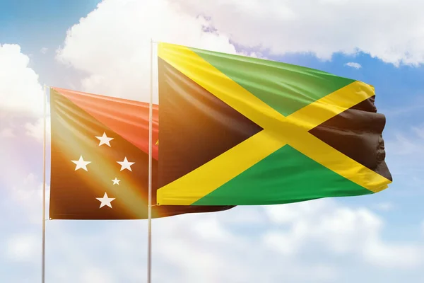 Sunny Blue Sky Flags Jamaica Papua New Guinea — Stockfoto