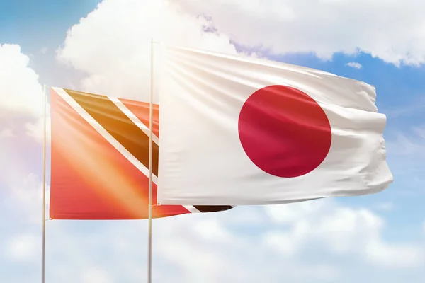 Sunny Blue Sky Flags Japan Trinidad Tobago — Fotografia de Stock