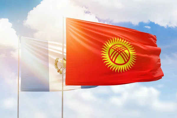Sunny Blue Sky Flags Kyrgyzstan Guatemala — Stock Photo, Image