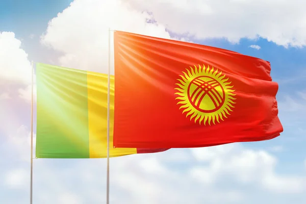 Sunny Blue Sky Flags Kyrgyzstan Mali — Stock Photo, Image