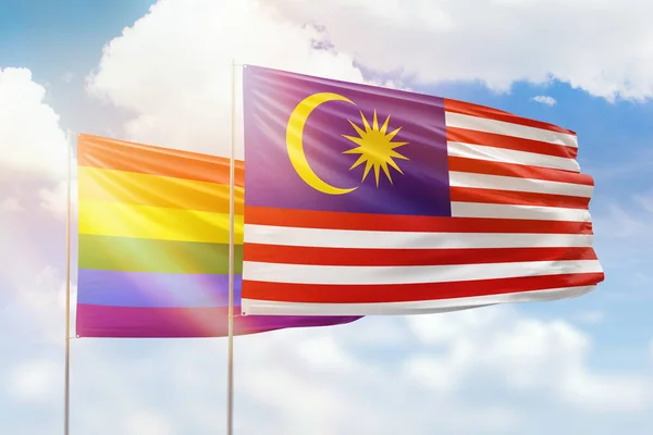 Sunny Blue Sky Flags Lgbt Malaysia — Stock fotografie