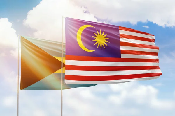 Sunny Blue Sky Flags Malaysia Bahamas — Foto Stock