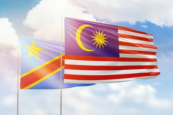 Sunny Blue Sky Flags Malaysia Congo — Stock Photo, Image