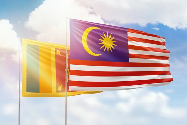 Sunny Blue Sky Flags Malaysia Sri Lanka — Stock Photo, Image