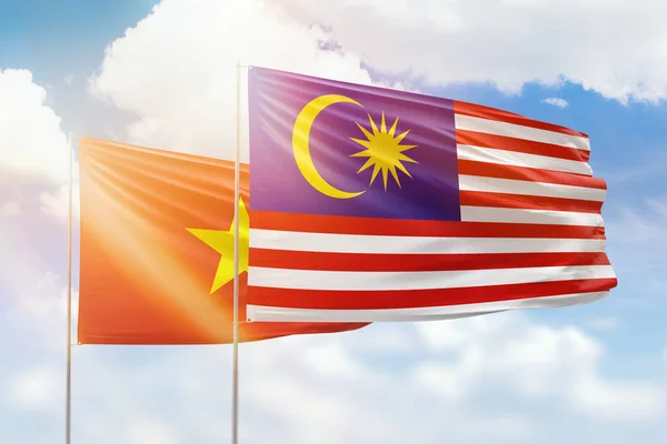 Sunny Blue Sky Flags Malaysia Vietnam — Stock Photo, Image