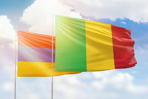 Sunny Blue Sky Flags Mali Armenia — 图库照片
