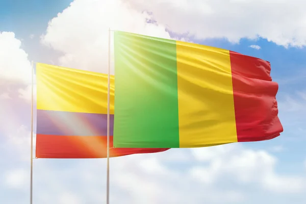 Sunny Blue Sky Flags Mali Colombia — 图库照片