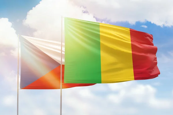 Sunny Blue Sky Flags Mali Czechia — 图库照片