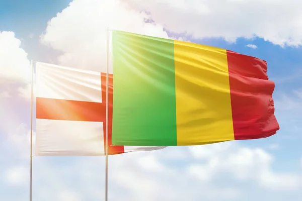 Sunny Blue Sky Flags Mali England — 图库照片