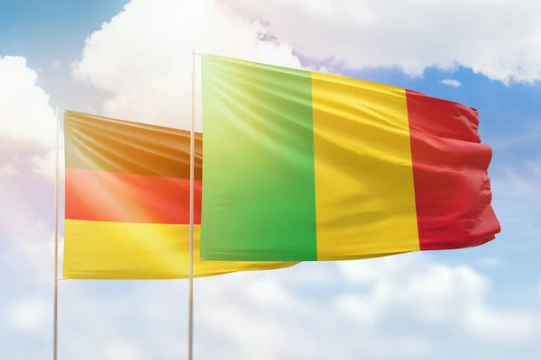 Sunny Blue Sky Flags Mali Germany — 图库照片