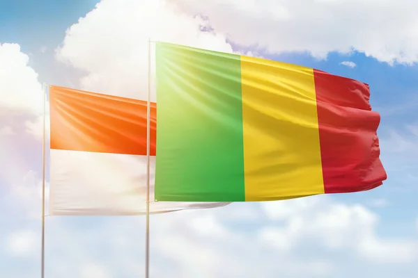 Sunny Blue Sky Flags Mali Indonesia — 图库照片