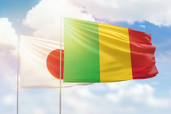 Sunny Blue Sky Flags Mali Japan — 图库照片