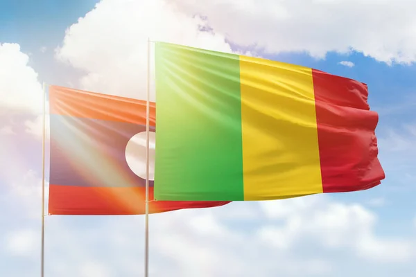 Sunny Blue Sky Flags Mali Laos — 图库照片