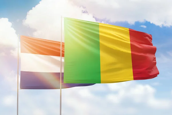 Sunny Blue Sky Flags Mali Netherlands — 图库照片