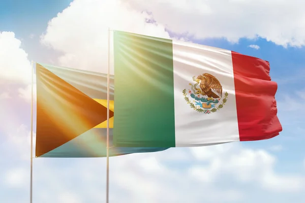 Sunny Blue Sky Flags Mexico Bahamas — Stockfoto