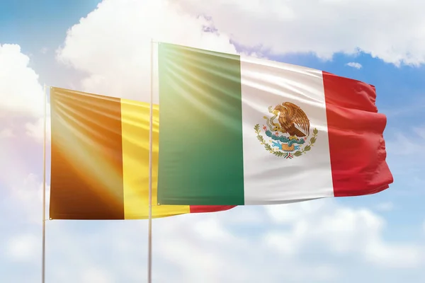 Sunny Blue Sky Flags Mexico Belgium — Stock Fotó