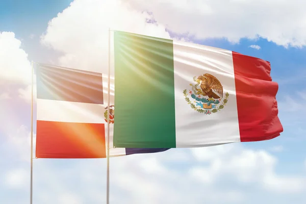 Sunny Blue Sky Flags Mexico Dominican Republic — Stock Fotó