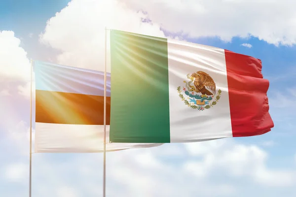 Sunny Blue Sky Flags Mexico Estonia — Stock Photo, Image