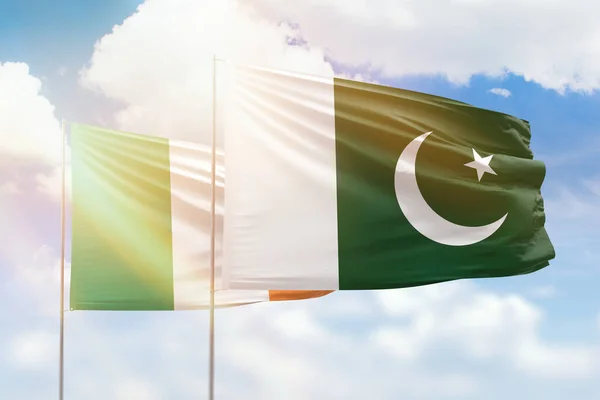 Sunny Blue Sky Flags Pakistan Ireland — ストック写真