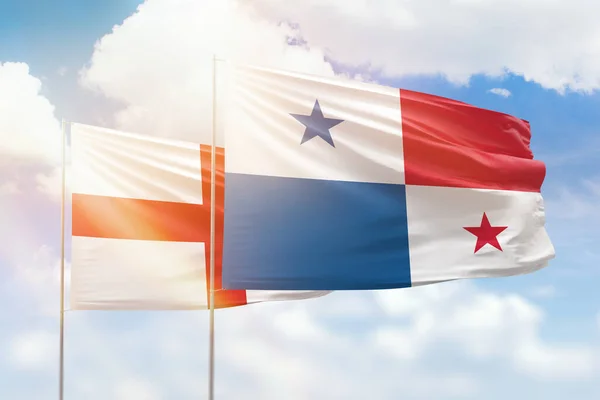 Sunny Blue Sky Flags Panama England — 图库照片