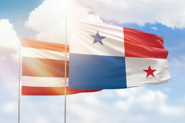Sunny Blue Sky Flags Panama Thailand — ストック写真