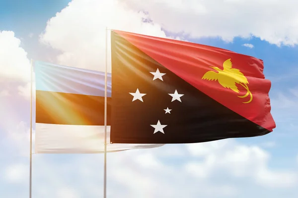 Sunny Blue Sky Flags Papua New Guinea Estonia — Stockfoto