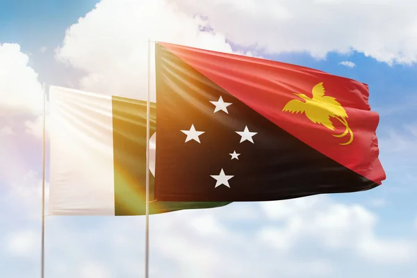 Sunny Blue Sky Flags Papua New Guinea Pakistan — Stockfoto