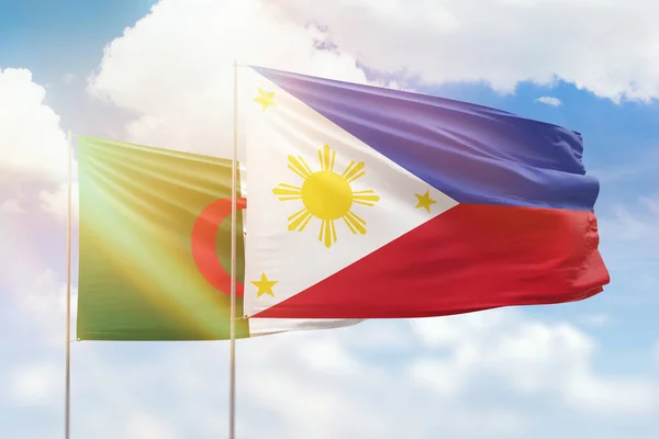 Sunny Blue Sky Flags Philippines Algeria — Stockfoto