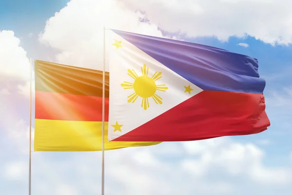 Sunny Blue Sky Flags Philippines Germany — 图库照片