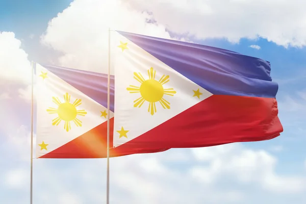 Sunny Blue Sky Flags Philippines Philippines — Stock Photo, Image