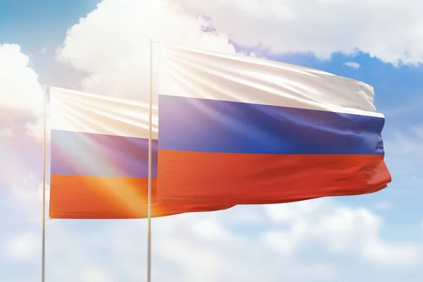 Sunny Blue Sky Flags Russia Russia —  Fotos de Stock