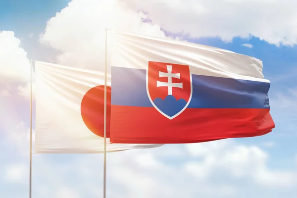 Sunny Blue Sky Flags Slovakia Japan — Stock Photo, Image