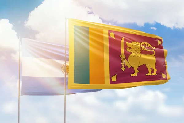 Sunny Blue Sky Flags Sri Lanka Argentina — Stock Photo, Image