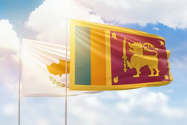 Sunny Blue Sky Flags Sri Lanka Cyprus — Stockfoto