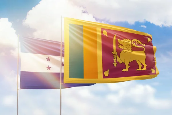 Sunny Blue Sky Flags Sri Lanka Honduras — Stock Photo, Image