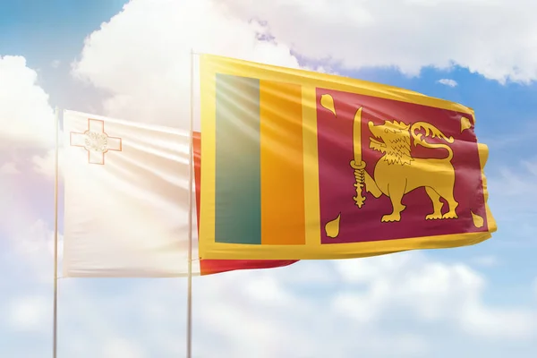 Sunny Blue Sky Flags Sri Lanka Malta — Stock Photo, Image
