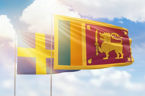 Sunny Blue Sky Flags Sri Lanka Sweden — Stock Photo, Image