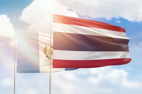 Sunny Blue Sky Flags Thailand Guatemala — Stockfoto