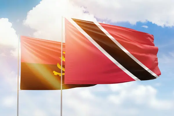 Sunny Blue Sky Flags Trinidad Tobago Angola — 图库照片