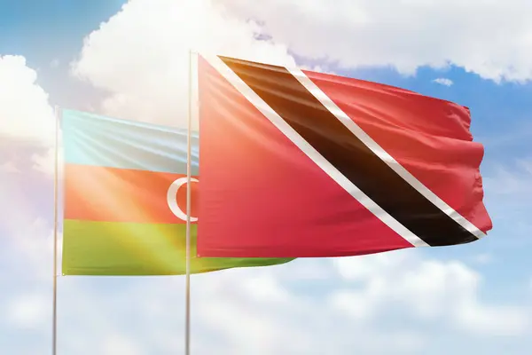 Sunny Blue Sky Flags Trinidad Tobago Azerbaijan — 图库照片