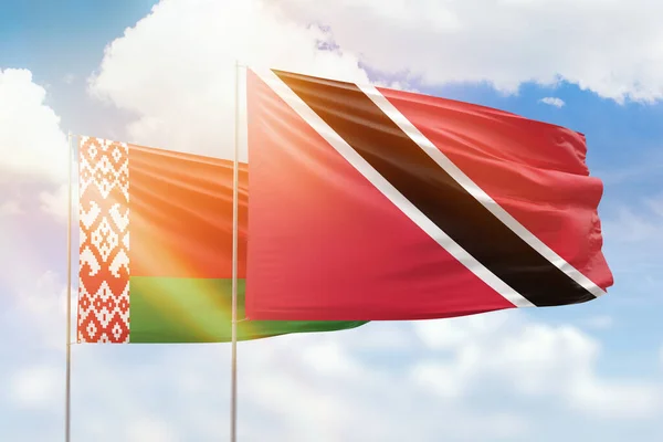 Sunny Blue Sky Flags Trinidad Tobago Belarus — 图库照片
