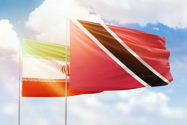 Sunny Blue Sky Flags Trinidad Tobago Iran — 图库照片