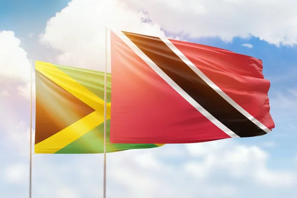 Sunny Blue Sky Flags Trinidad Tobago Jamaica — Stockfoto