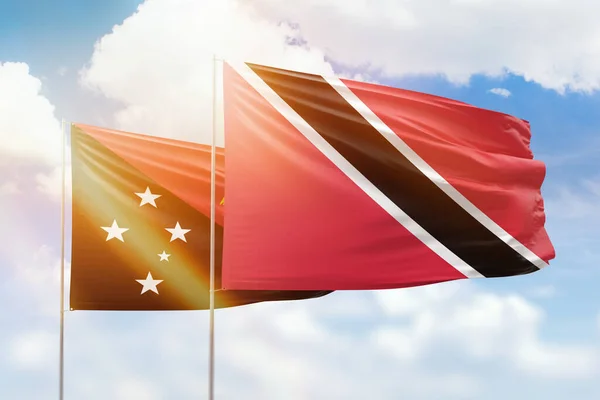 Sunny Blue Sky Flags Trinidad Tobago Papua New Guinea — 图库照片